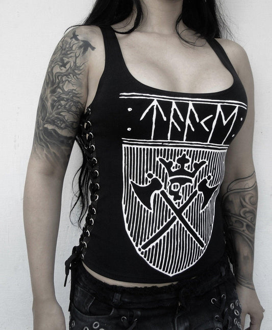 Taake ⇹ Black metal ⇹ Lace-up Sides Tank Top ⇹ Helnorsk Svartmetall ⇹ Shield Logo - Finedaytodie