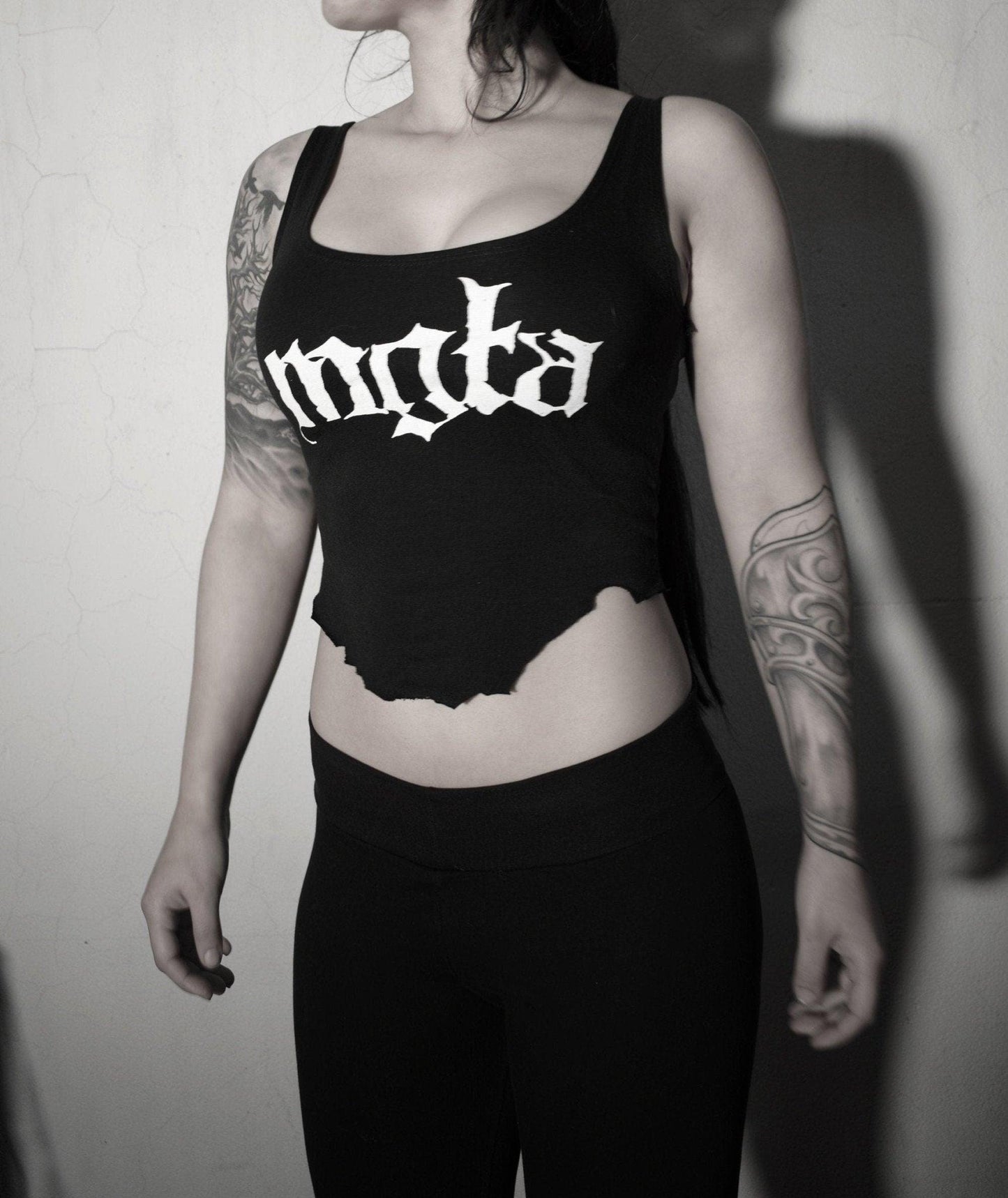 Mgła destroyed top cropped ⇹ black metal ⇹ shredded shirt top ⇹ Mgla crop top - Finedaytodie