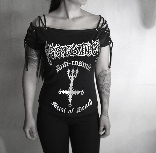 Dissection Metal of Death black metal shirt Lace Up Eyelet Off Shoulder - Finedaytodie