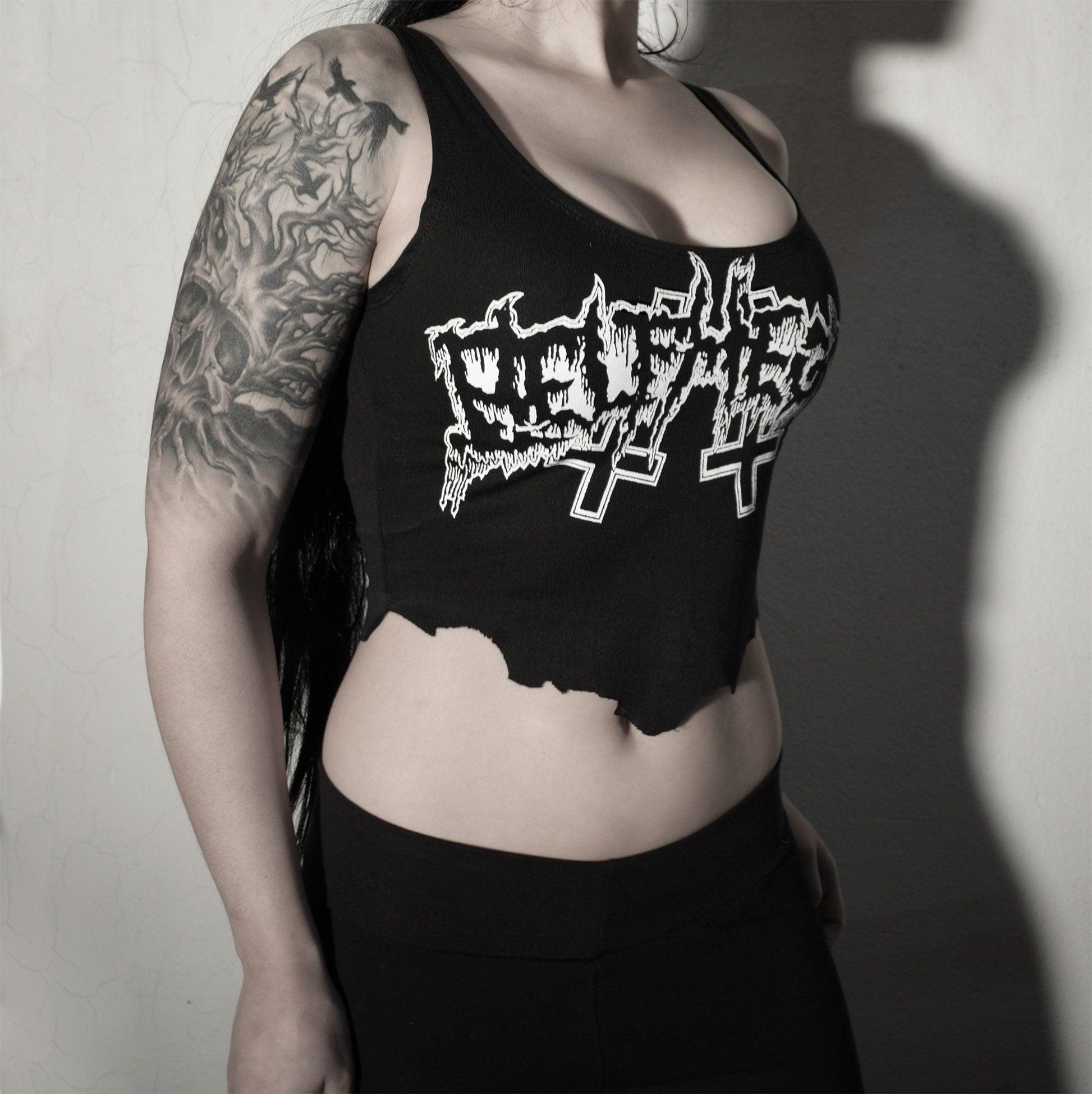 Belphegor top cropped ⇹ black metal ⇹ shredded shirt top - Finedaytodie