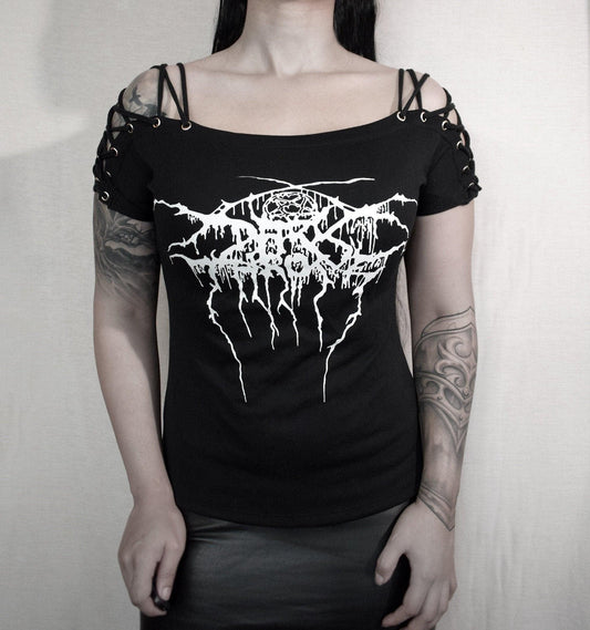 Darkthrone t shirt Lace Up Eyelet Off Shoulder - Finedaytodie